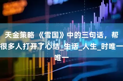 天金策略 《雪国》中的三句话，帮很多人打开了心结_生活_人生_时唯一