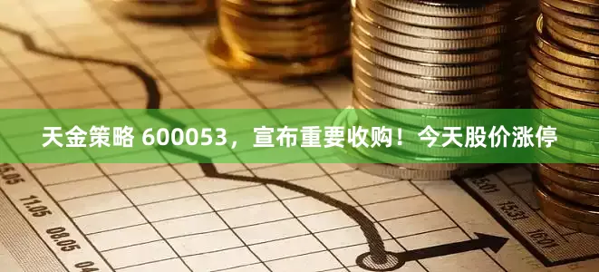 天金策略 600053，宣布重要收购！今天股价涨停